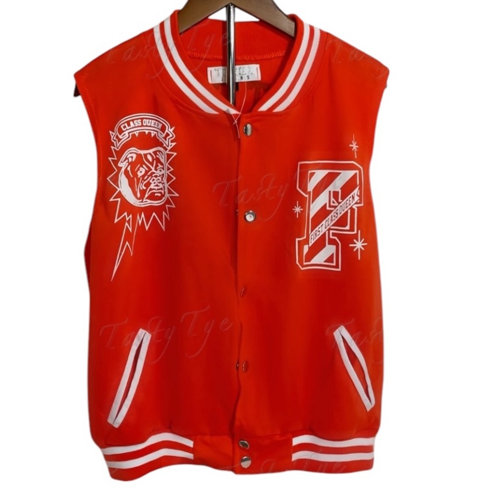Varsity sleeveless Vest Red-Orange, White